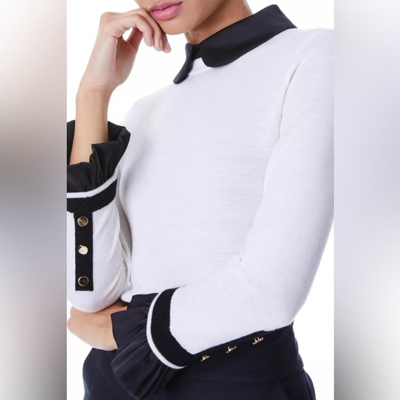 NWT $440 Alice and Olivia Justina Combo Sweater - Picture 3 of 8